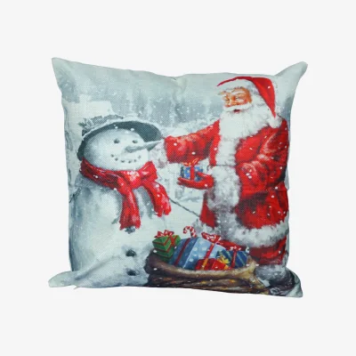 The Range Christmas Themed Cushion Santa  Snowman - White and Red
