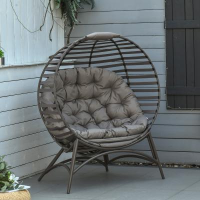 The Range Egg Chair with Soft Cushion, Steel Frame and Side Pocket - Brown
