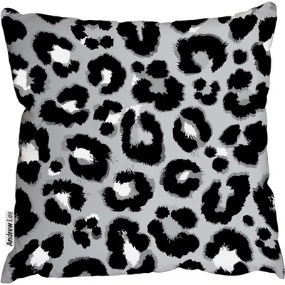 The Range Fluffy leopard grey and black print Cushion - Grey / 60cm
