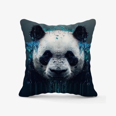 The Range Panda Face Splashart Dark Background Outdoor Cushion - Blue / 45cm