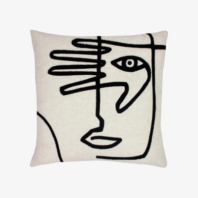 The Range Mono Face Abstract Cushion - Linen / Polyester