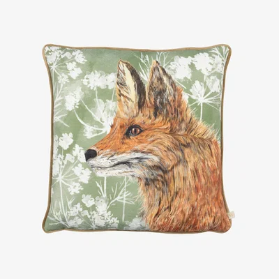 The Range Manor Fox Piped Cushion - Green / Polyester