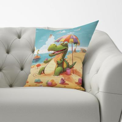 The Range A Crocodile On A Beach Holiday Cushion - Yellow / 60cm