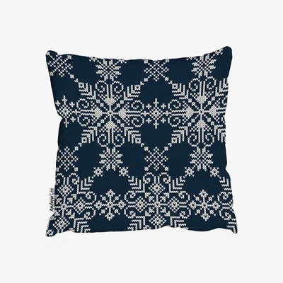 The Range Knitted Pattern Of White Snowflakes Outdoor Comfy Cushion - Blue / 60cm