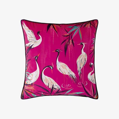 The Rug Seller Heron Pink Feather Cushion By Sara Miller in Pink