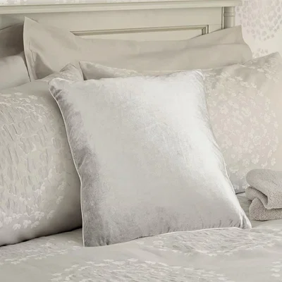The Rug Seller Nigella Velvet Cushion by Laura Ashley in Silver&nbsp;50x50cm