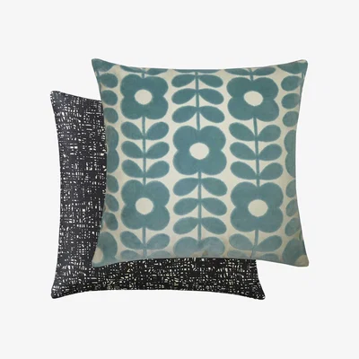 The Rug Seller Flower Stem Velvet Cushion in Ziggurat by Orla Kiely