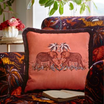 The Rug Seller Zambezi Spotted Elephant Cushion By Emma J Shipley in Flame Orange