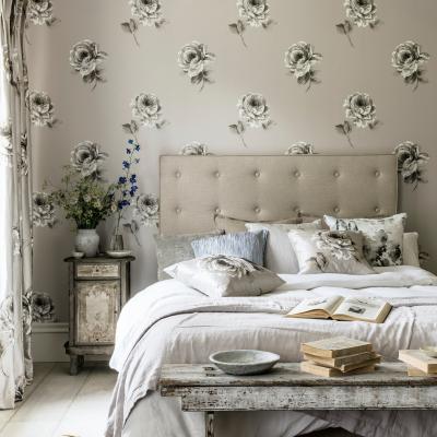The Rug Seller Rosa Floral Wallpaper 216279 by Sanderson in Silver Grey&nbsp;Roll
