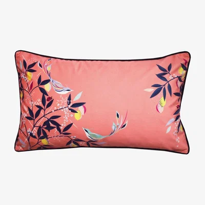 The Rug Seller Coral Bird Feather Cushion by Sara Miller