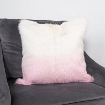 The Rug Seller Isla Ombre Goatskin Cushion in Ivory Pink45x45cm