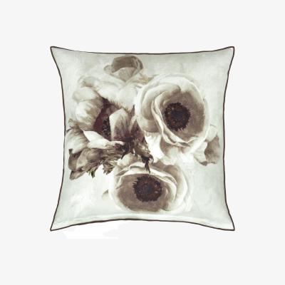 The Rug Seller Designers Guild Sepia Flower Cushion in Birch brown