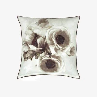 The Rug Seller Designers Guild Sepia Flower Cushion in Birch brown