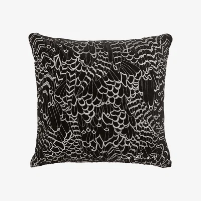 The Rug Seller Feathers Embroidered Cushion by Ted Baker in Black&nbsp;45x45cm