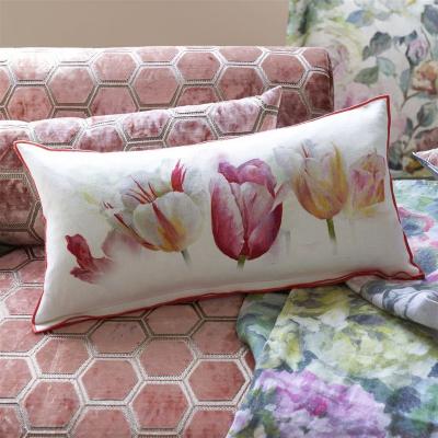 The Rug Seller Designers Tulip Garden Floral Cushion in Azalea Pink
