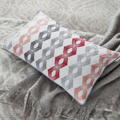 The Rug Seller Sezan Geometric Embroidered Cotton Cushion in Silver Grey Multi