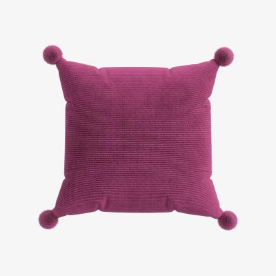 The Rug Seller Budding Brights Pom Pom Cushion by Helena Springfield in Fuchsia Pink&nbsp;45x45cm