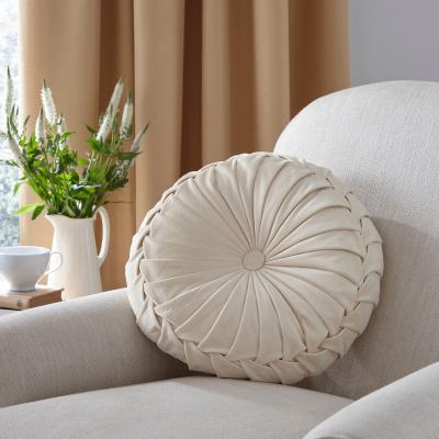 The Rug Seller Rosanna Velvet Circle Cushion by Laura Ashley in Almond White&nbsp;35x14cm
