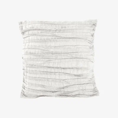 The Rug Seller Lazy Linen Plain Ruffle Cushion in Plain White&nbsp;40x40cm