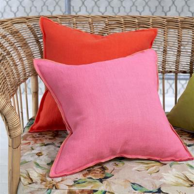 The Rug Seller Designers Guild Brera Lino Plain Reversible Cushion in Hibiscus and Peach