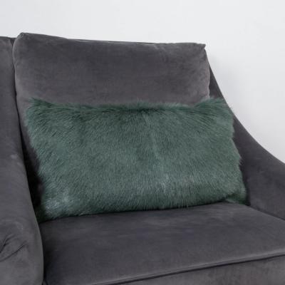 The Rug Seller Florie Goatskin Bolster Cushion in Turquoise Green35x50cm