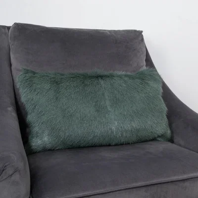 The Rug Seller Florie Goatskin Bolster Cushion in Turquoise Green35x50cm