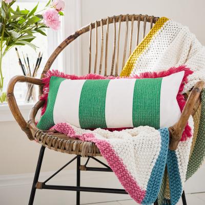 The Rug Seller Hydrangea Floral Stripe Cushion by Joules in Multi&nbsp;30x60cm