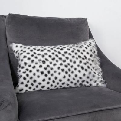The Rug Seller Jane Polka Dot Goatskin Bolster Cushion in Black35x50cm