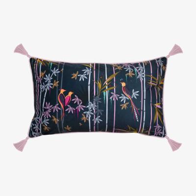 The Rug Seller Linear Bamboo Cushion By Sara Miller in Midnight Blue