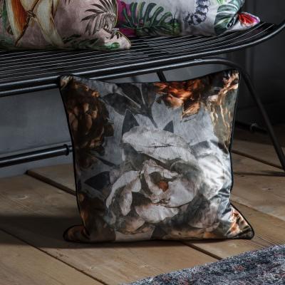 The Rug Seller Vintage Peony Cushion in Mink Brown55x55cm