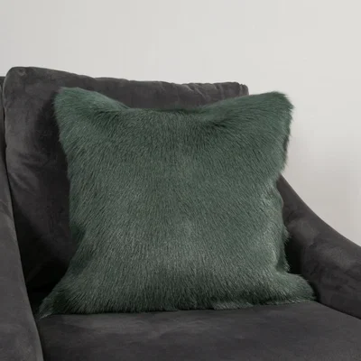The Rug Seller Florie Plain Goatskin Cushion in Turquoise Green45x45cm