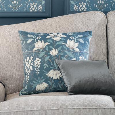 The Rug Seller Parterre Floral Cushion by Laura Ashley in Seaspray Blue&nbsp;50x50cm