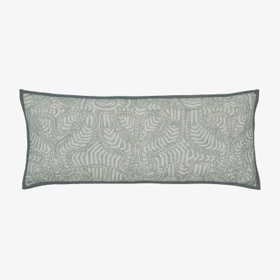 The Rug Seller Yuna Geometric Bird Stitched Cotton Cushion in Sage Green