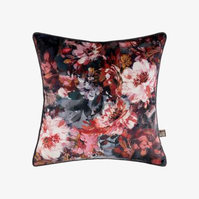 The Rug Seller Alexis Floral Cushion in Charcoal Rust&nbsp;58x58cm