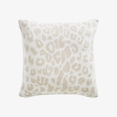The Rug Seller Leopard Knit Cotton Cushion By Tess Daly in Natural&nbsp;50x50cm