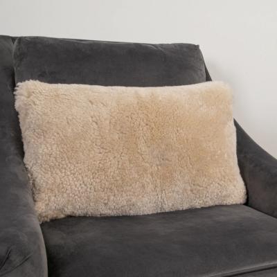 The Rug Seller Talia Bolster Sheepskin Cushion in Beige35x50cm