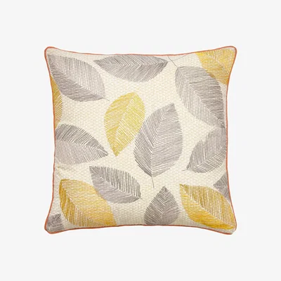 The Rug Seller Cassia Grove Leaf Cushion by Helena Springfield in Cinnamon Brown