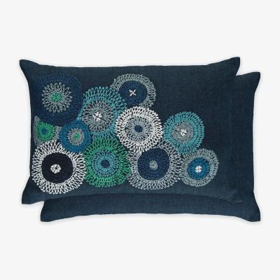 The Rug Seller Eliana Geometric Cushion By William Yeoward in Indigo Blue
