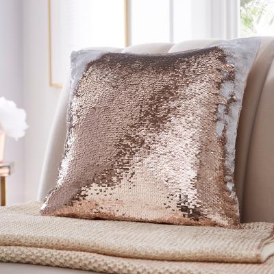 The Rug Seller Sequin Encrusted Cushion By Tess Daly in Rose Gold