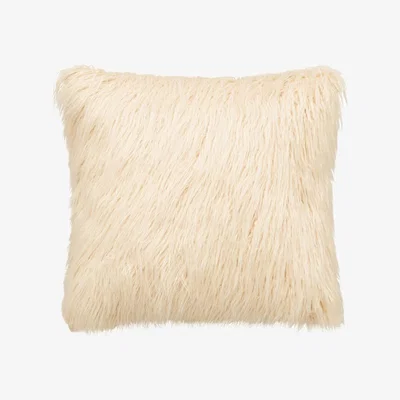 The Rug Seller Restore Fluffy Faux Fur Cushion By Katie Piper in Cream