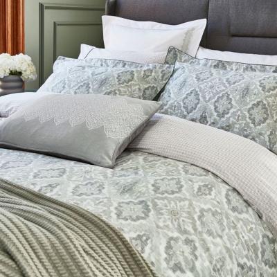 The Rug Seller Navah Feather Geometric Cotton Cushion in Sage Green