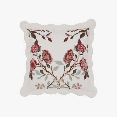 The Rug Seller Brophy Embroidery Cotton Cushion by Morris & Co in Green&nbsp;45x45cm