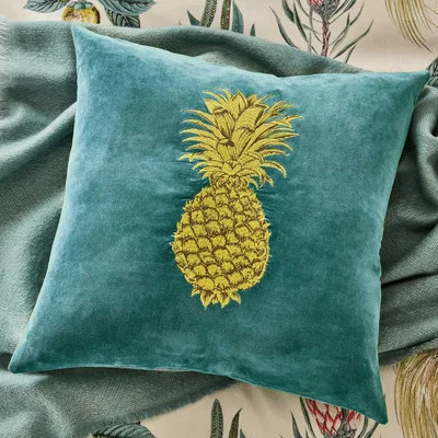 The Rug Seller Paradesia Designer Pineapple Cushion By Sanderson in Pale Blue