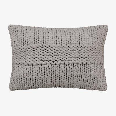 The Rug Seller Reset Chunky Knitted Wool Cushion By Katie Piper in Silver Grey&nbsp;60x40cm