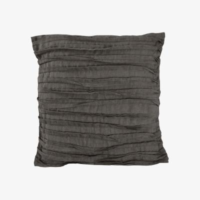The Rug Seller Lazy Linen Plain Ruffle Cushion in Charcoal Grey&nbsp;40x40cm