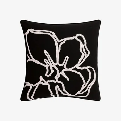 The Rug Seller Vietnm Magnolia Flower Cushion by Ted Baker in Pink Black