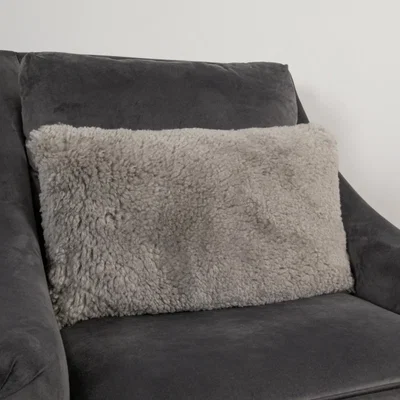 The Rug Seller Talia Bolster Sheepskin Cushion in Grey35x50cm