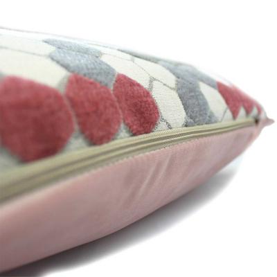 The Rug Seller Hive Geometric Cushion in Blush Pink and Sage Green