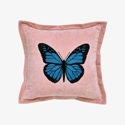 The Rug Seller Butterfly Cotton Cushion by Morris & Co in Blush Pink&nbsp;45x45cm
