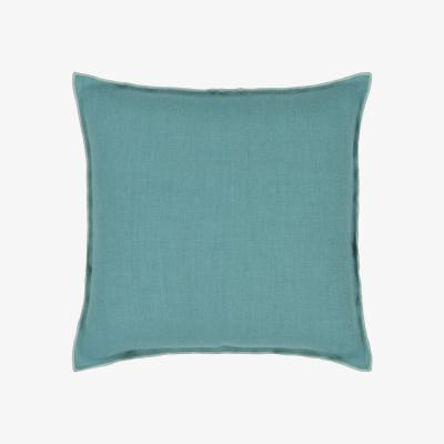 The Rug Seller Designers Guild Brera Lino Plain Reversible Cushion in Ocean and Celadon Blue